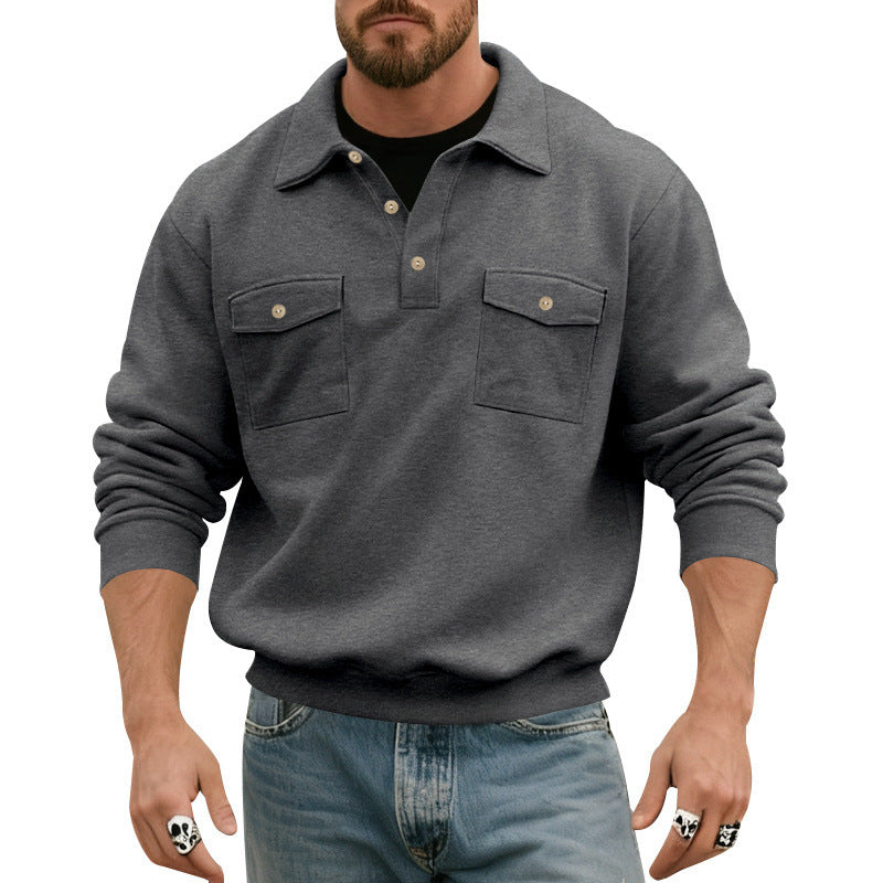 Herren lässiger Pullover mit praktischen Pattentaschen EB