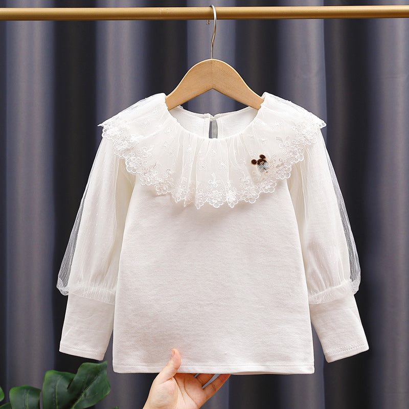 Mädchen Bluse mit voluminösem Tüllkragen EB
