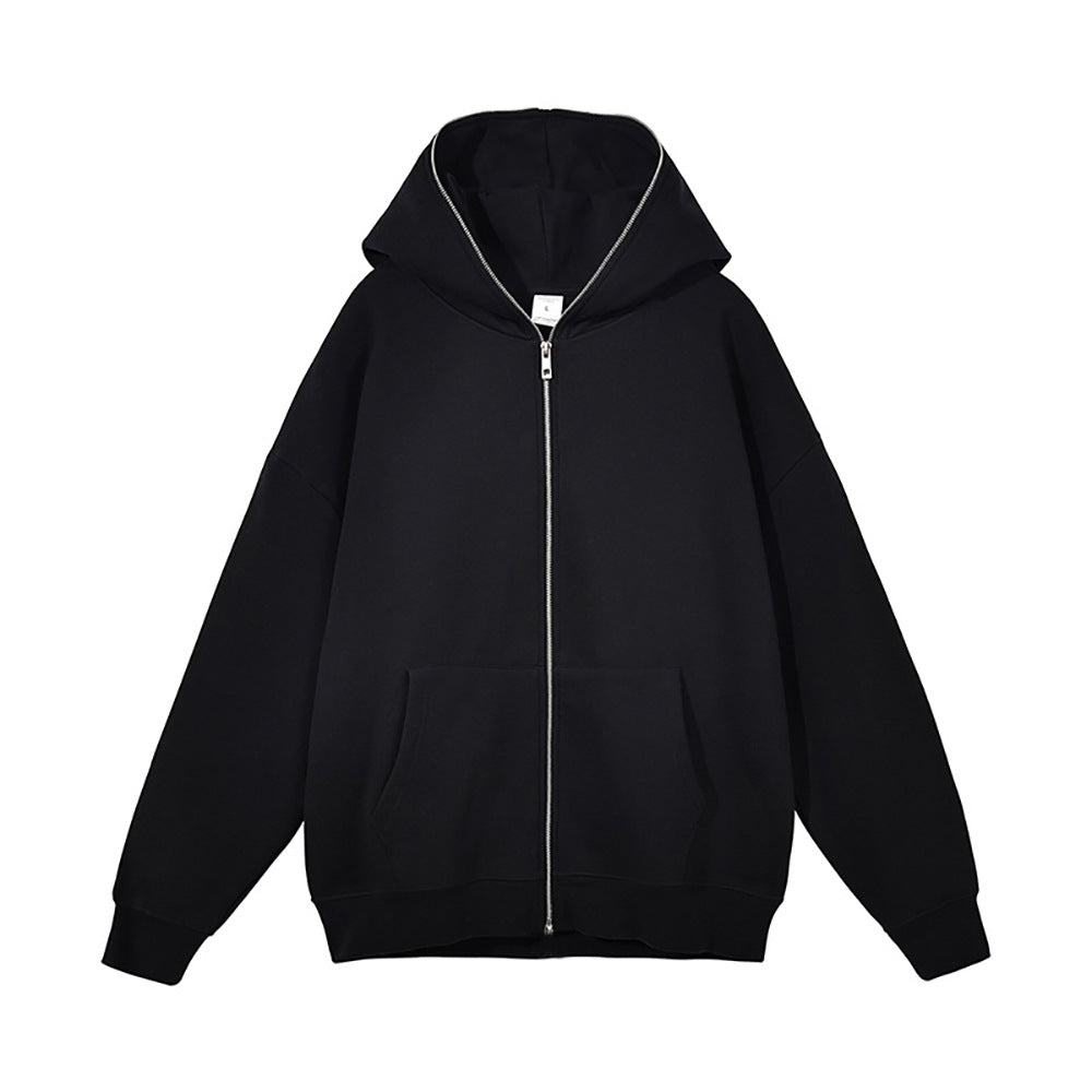 Unisex nan Kapuzenjacke mit durchgehendem Reißverschluss, doppellagiger Kapuze und Kängurutaschen EB