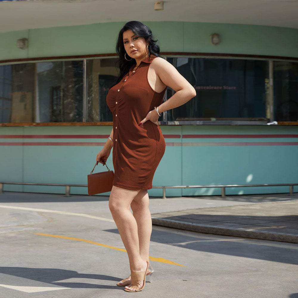 Damen Freizeitkleid mit Knopfdetails und figurbetontem Schnitt EB