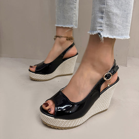 Damen Wedge-Sandalen mit modischem Perlen-Detail EB