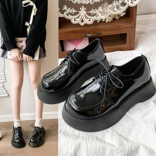 Damen bequeme Plateau-Schnürschuhe mit modischem Design EB