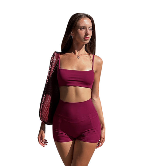 Damen Fitnessoberteil und Shorts-Set EB