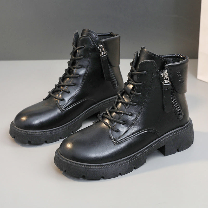 Damen hochwertige Lederstiefeletten mit seitlichem Reißverschluss EB