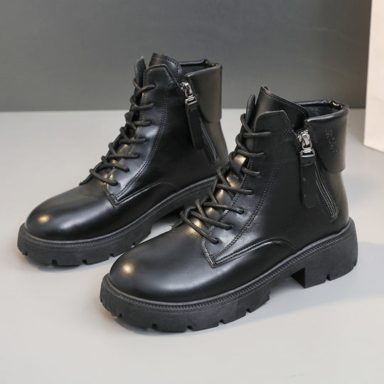 Damen hochwertige Lederstiefeletten mit seitlichem Reißverschluss EB