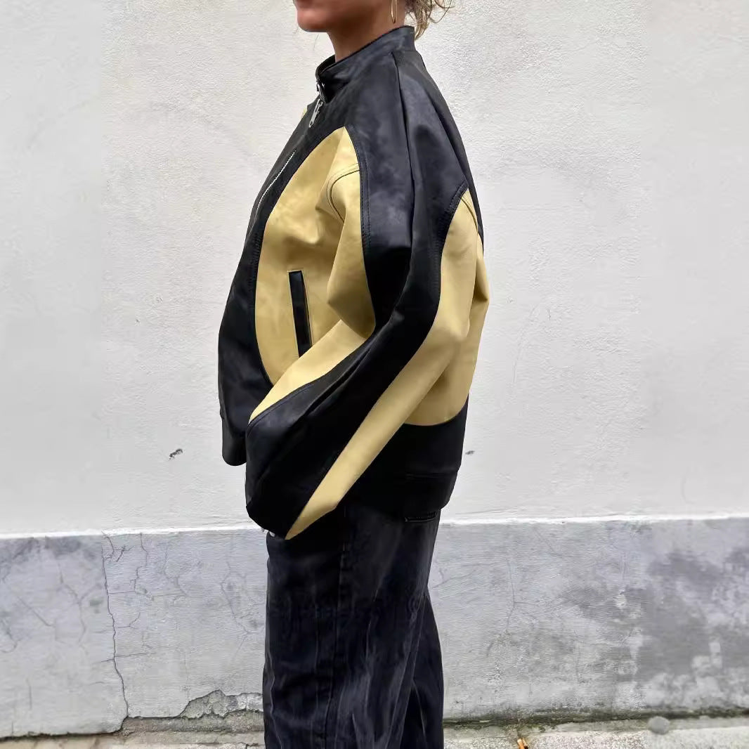 Damen stilvolle Kunstlederjacke EB