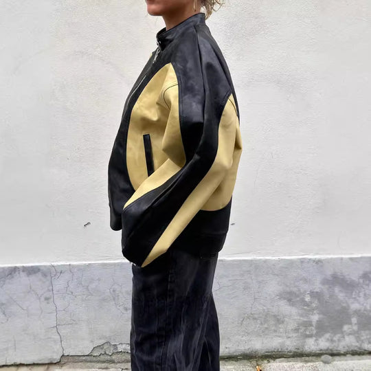 Damen stilvolle Kunstlederjacke EB