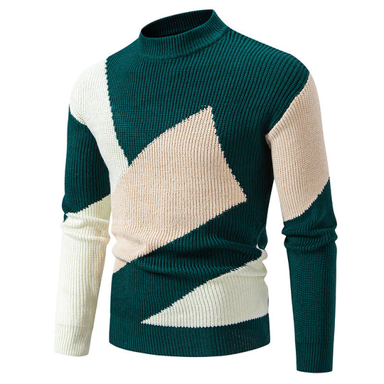 Herren modischer Rollkragenpullover mit modernem Grafikdesign EB