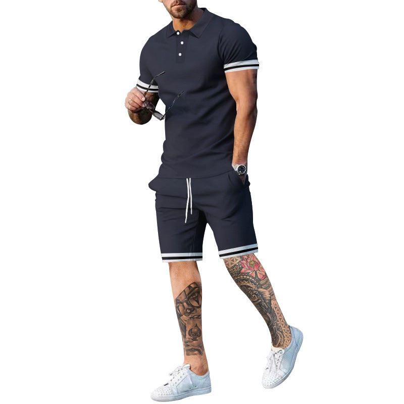 Herren Poloshirt und Shorts-Set mit sportlichen Akzenten EB