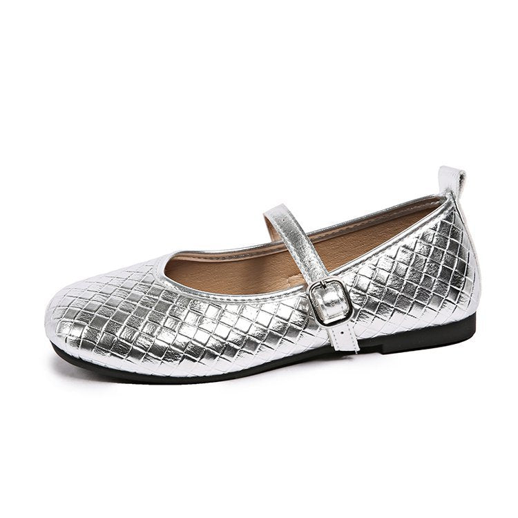 Damen Ballerinas mit stylishem Riemen und glänzender Oberfläche EB