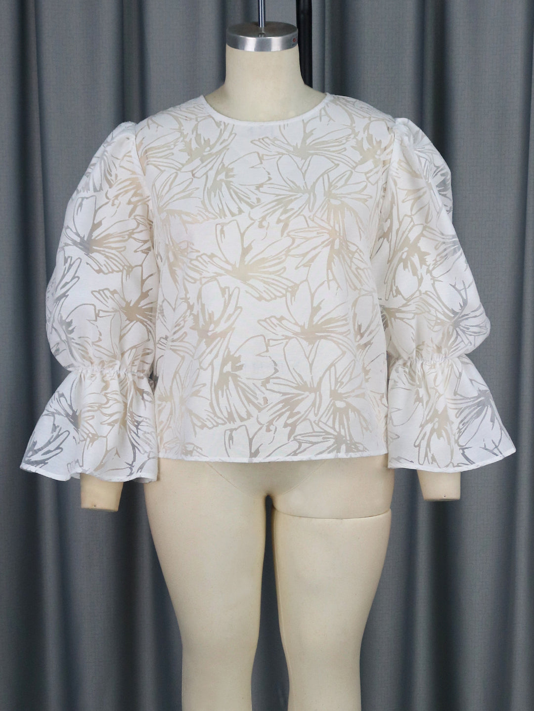 Damen Elegante Bluse mit voluminösen Ärmeln und floralem Muster EB