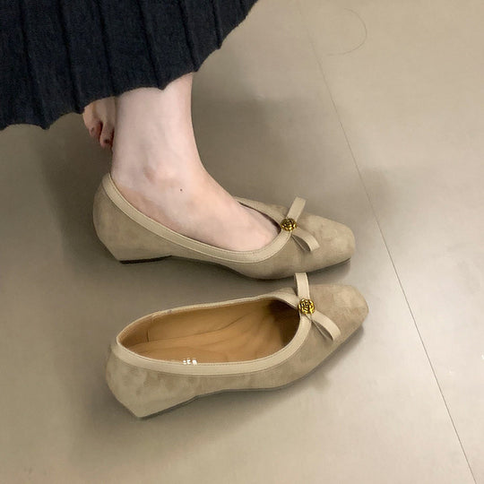 Damen Ballerinas mit elegantem Schleifenakzent und hochwertigem Veloursleder EB