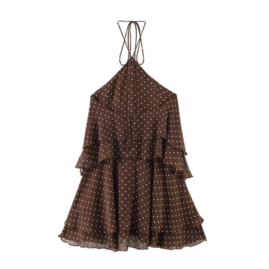 Damen Sommerkleid mit voluminösen Rüschendetails und tiefem V-Ausschnitt EB