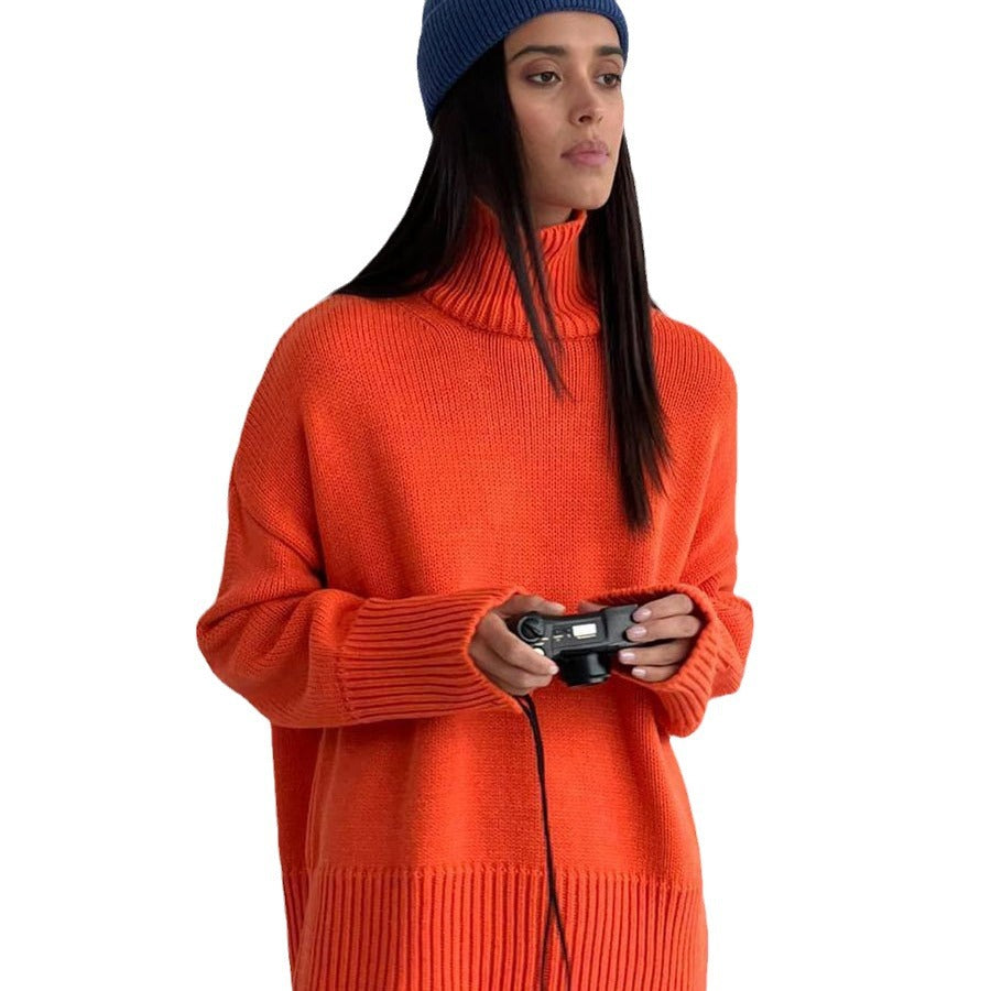 Damen Kuscheliger Rollkragenpullover aus hochwertiger Baumwollmischung mit lockerer Passform EB