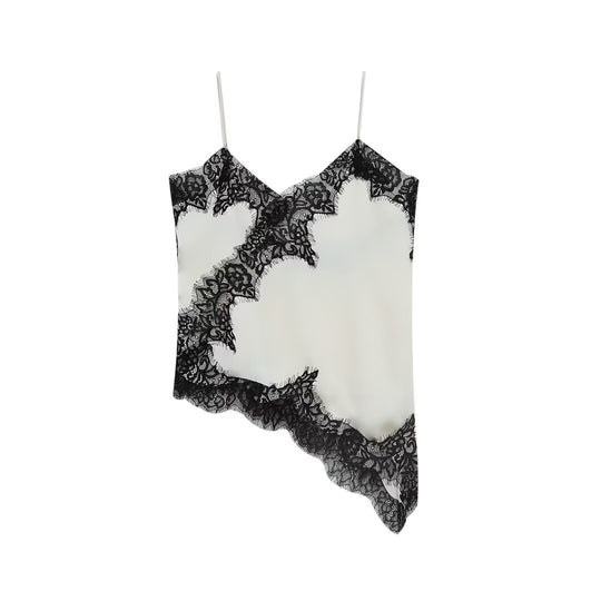 Damen-Spitzen-Camisole mit asymmetrischem Schnitt und eleganten Punkten EB