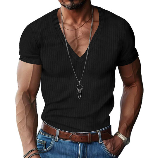 Herren Kurzarm V-Ausschnitt T-Shirt EB