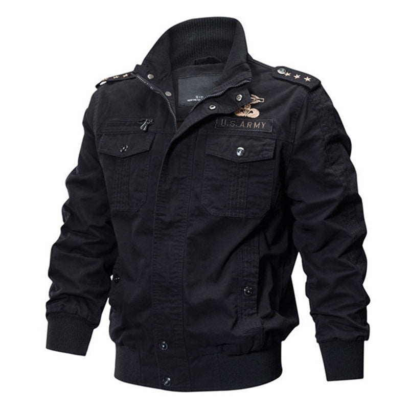 Herren nan militärisch inspiriertes Bomber-Fieldjacke mit Epauletten, verdecktem Reißverschluss und Klappbrusttaschen EB