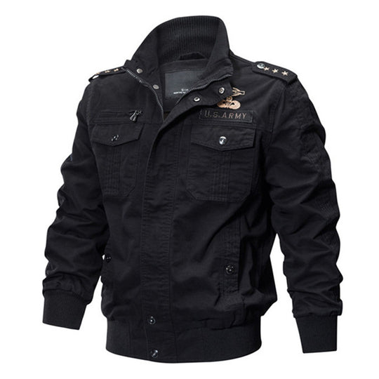 Herren nan militärisch inspiriertes Bomber-Fieldjacke mit Epauletten, verdecktem Reißverschluss und Klappbrusttaschen EB
