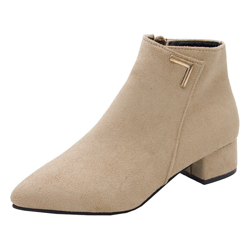 Damen elegante Ankle-Boots mit schmalem Absatz und metallischem Detail EB