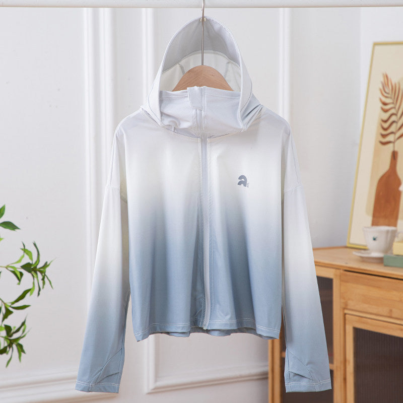 Damen nan leichte Kapuzenjacke mit UV-Schutz, schnell trocknender Sportjacke mit Reißverschluss R&B