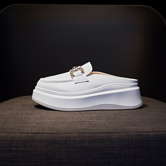 Damen elegante Plateau Clogs mit modischer Schnallen-Applikation EB