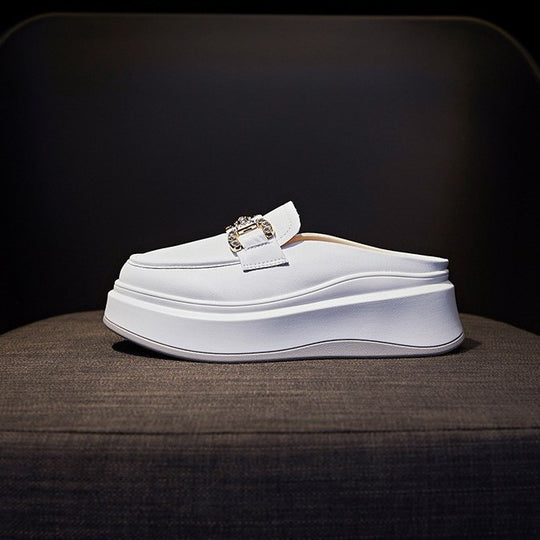 Damen elegante Plateau Clogs mit modischer Schnallen-Applikation EB