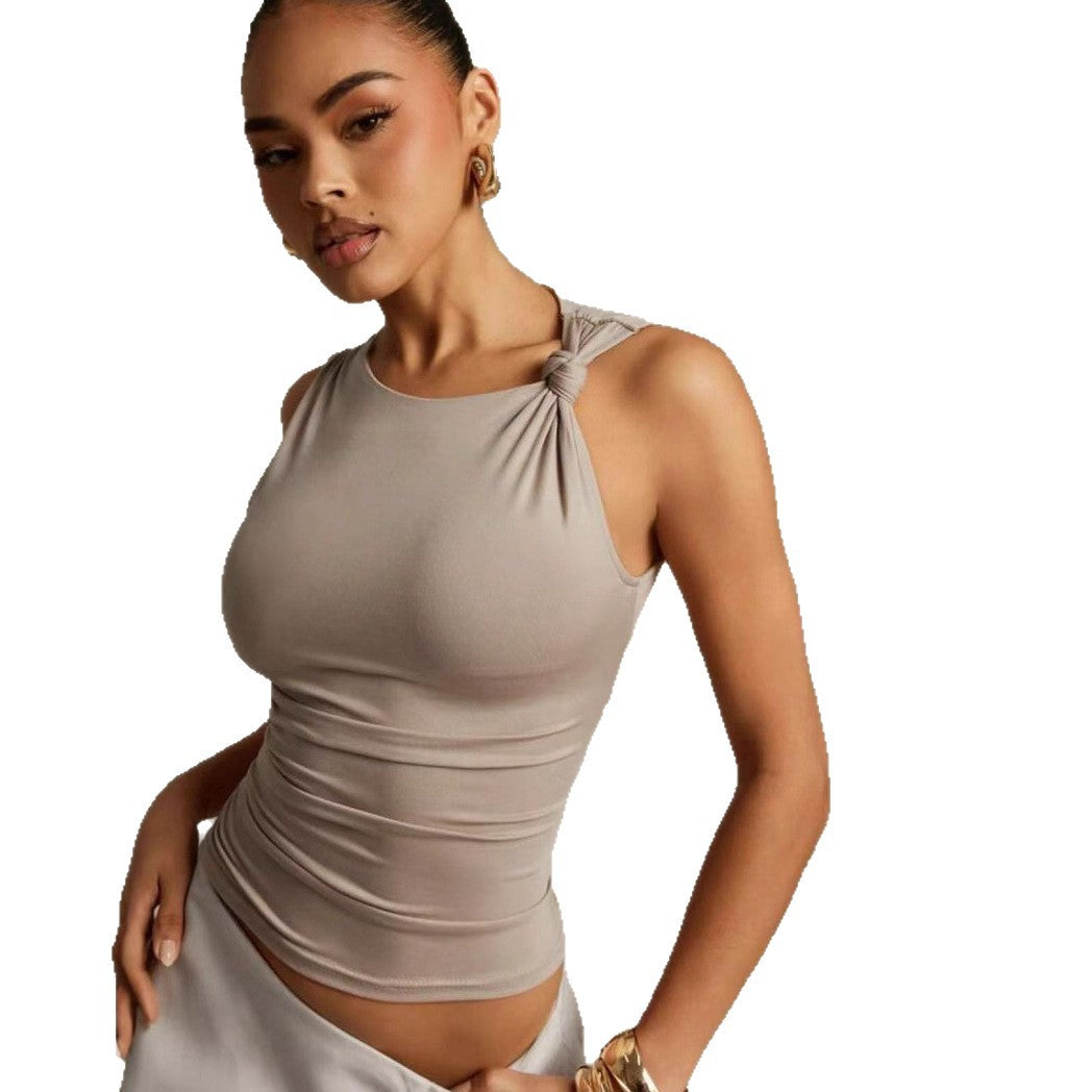 Damen Elegantes Oberteil mit Knoten-Detail und figurbetontem Schnitt EB