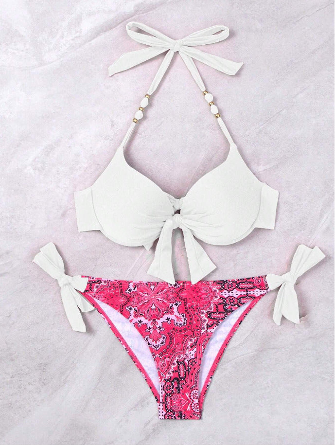 Damen Bikini-Set mit modischem Knoten und bunten Akzenten EB