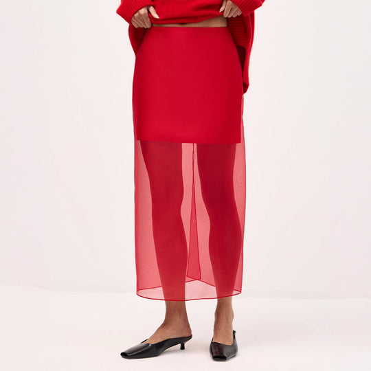 Damen Langer Chiffon-Rock mit seitlichem Schlitz und eleganter Silhouette EB