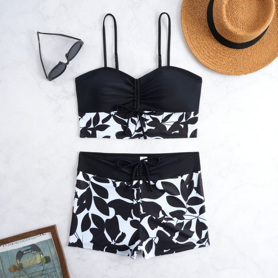 Damen modisches Crop-Top mit hochgeschnittenen Shorts EB