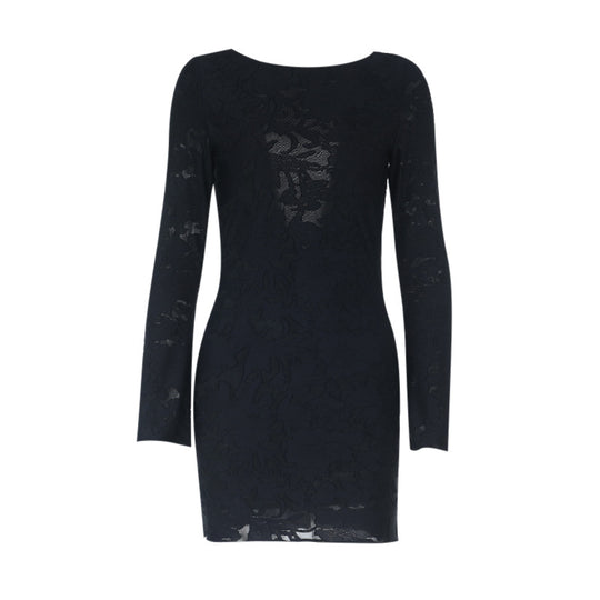 Damen Spitzen Minikleid mit tiefem Rückenausschnitt und raffinierten Ärmeln EB