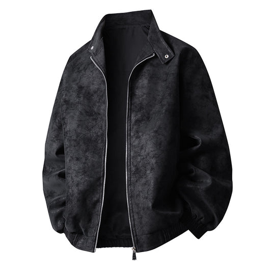 Herren stylische Kunstlederjacke im modernen Design und elastischen Bündchen EB