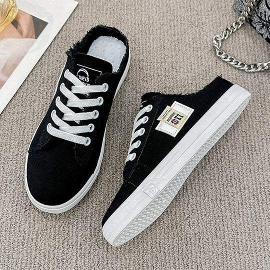 Damen lässige Slip-On Sneakers mit modischen Fransen und atmungsaktiver Sohle EB
