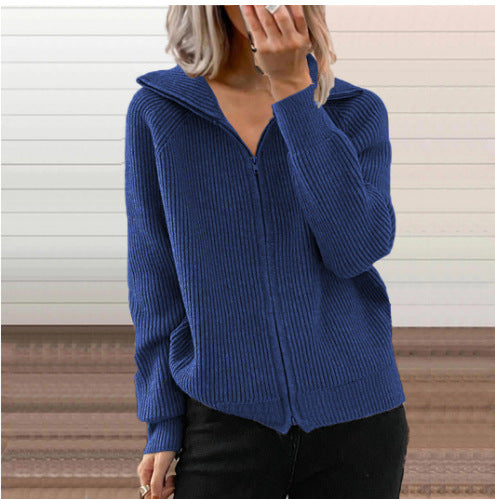 Damen Zip-Kapuzenpullover aus strukturierter Strickware EB
