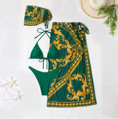 Damen elegantes Bikini-Set mit geschwungenem design und Pareo EB