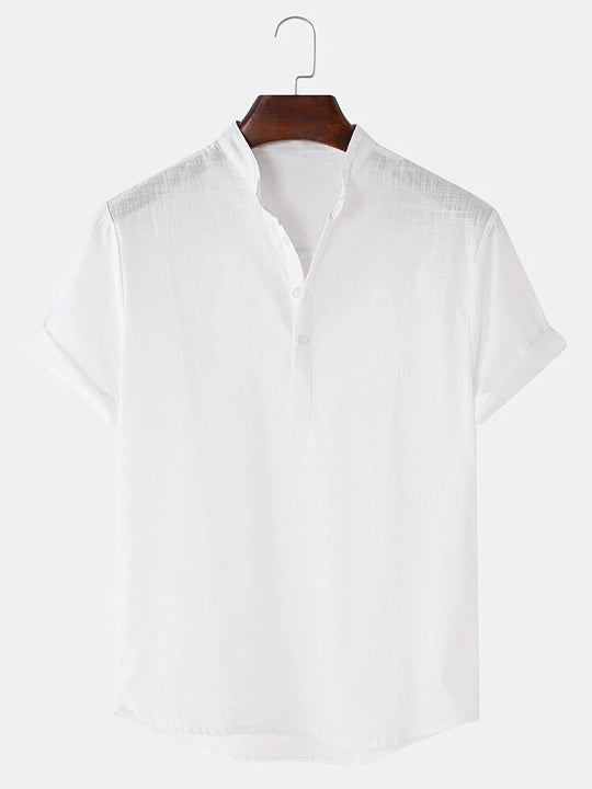 Herren Kurzarmhemd mit innovativem Henley-Ausschnitt und fließendem Material EB