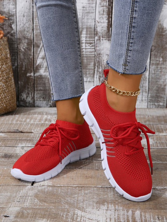 Damen  leichtes gestricktes Sneaker Slipper mit sockenähnlichem Schaft und flexibler Laufsohle EB