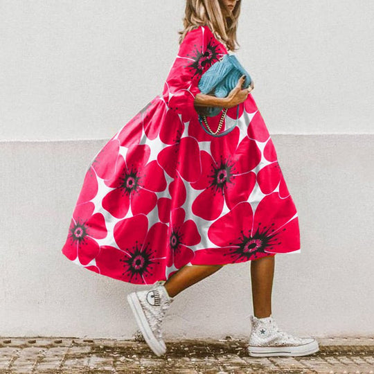 Damen Freizeitkleid mit farbenfrohem Blumendesign EB
