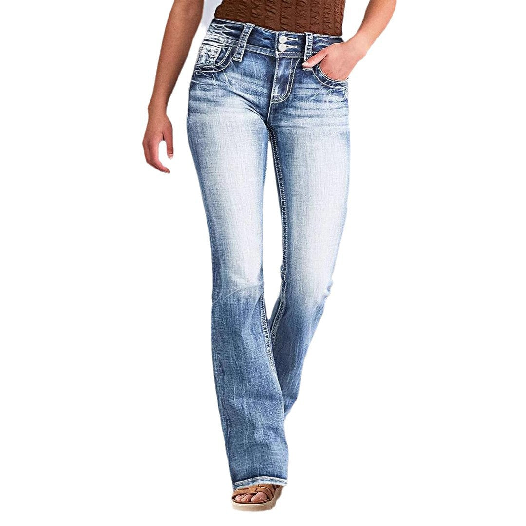 Damen Bootcut Jeans mit flexiblem Stretchmaterial und hohen Komfortbund EB