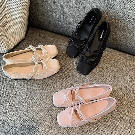 Damen elegante Ballerinas mit Schleifenverzierung und komfortabler Fußbettstruktur EB