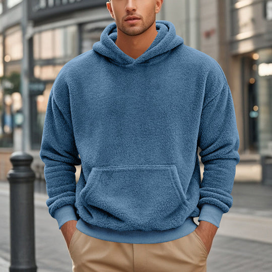 Herren übergroßer Fleece-Hoodie mit Kängurutasche und gemütlichem Schnitt EB