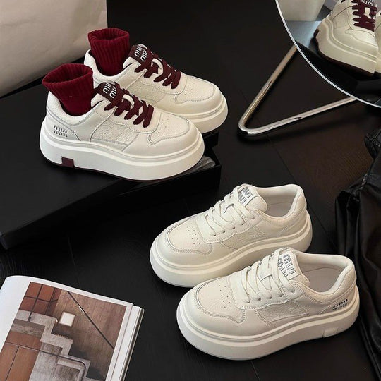 Damen Plattform Sneakers mit modischem Obermaterial und rutschfester Sohle EB