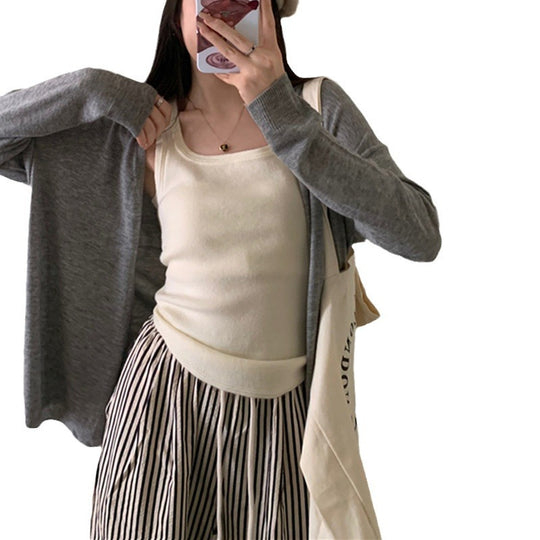 Damen lässiger Strickcardigan mit weitem Schnitt und feinen Details EB