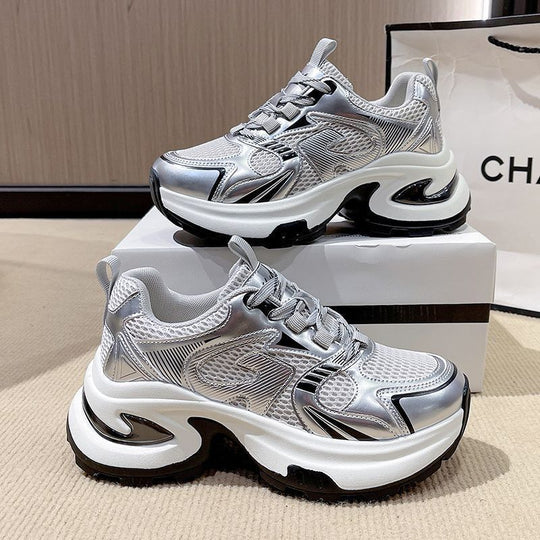 Damen modische Sneakers mit atmungsaktiven Mesh-Einsätzen und dämpfender Sohle EB