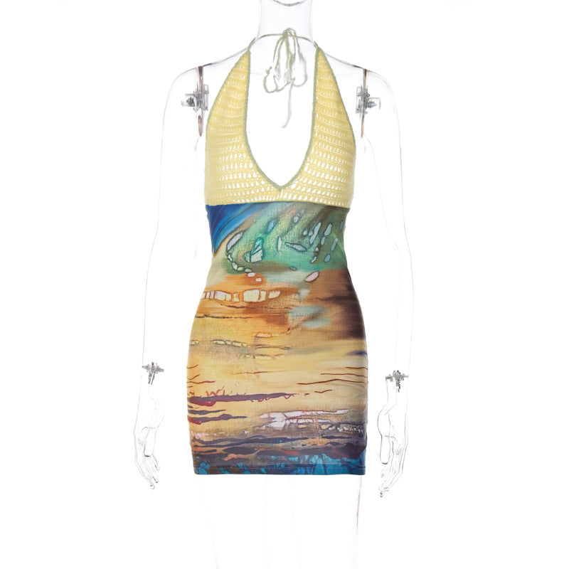 Damen Sommerkleid mit kunstvollem Farbverlauf und raffinierten Häkel-Details EB