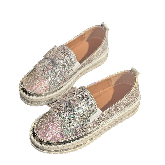 Damen Glitzernde Slip-On Sneakers mit dekorativem Schleifen-Detail EB