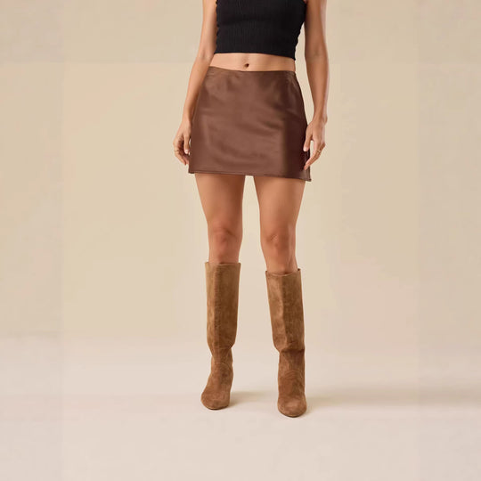 Damen Minirock im eleganten Satin-Finish mit hohem Schnitt EB
