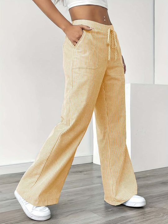 Damen nan weite Baumwoll-Loungehose mit Tunnelzug und Seitentaschen EB