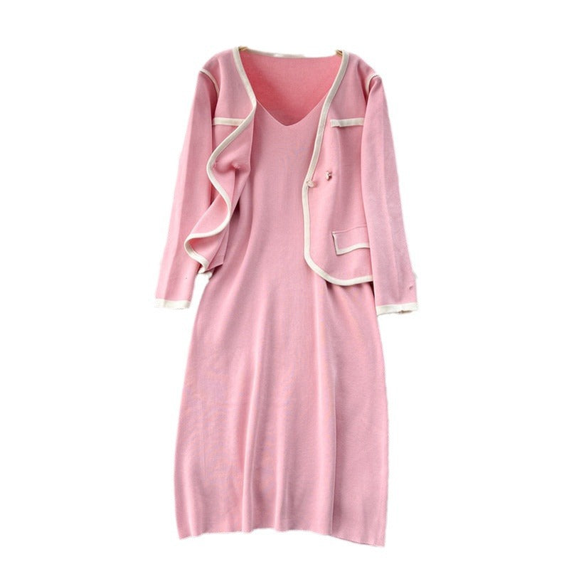 Damen elegantes Strickkleid mit passendem Blazer EB