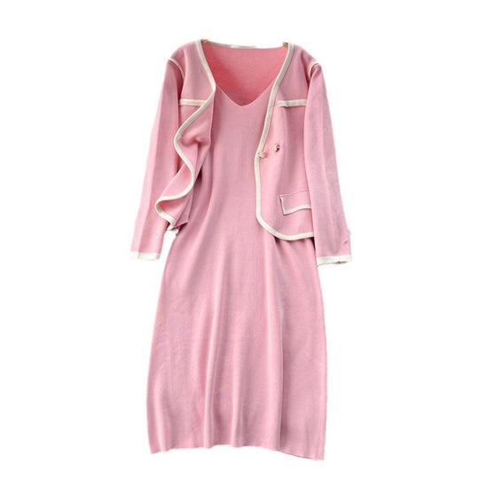 Damen elegantes Strickkleid mit passendem Blazer EB
